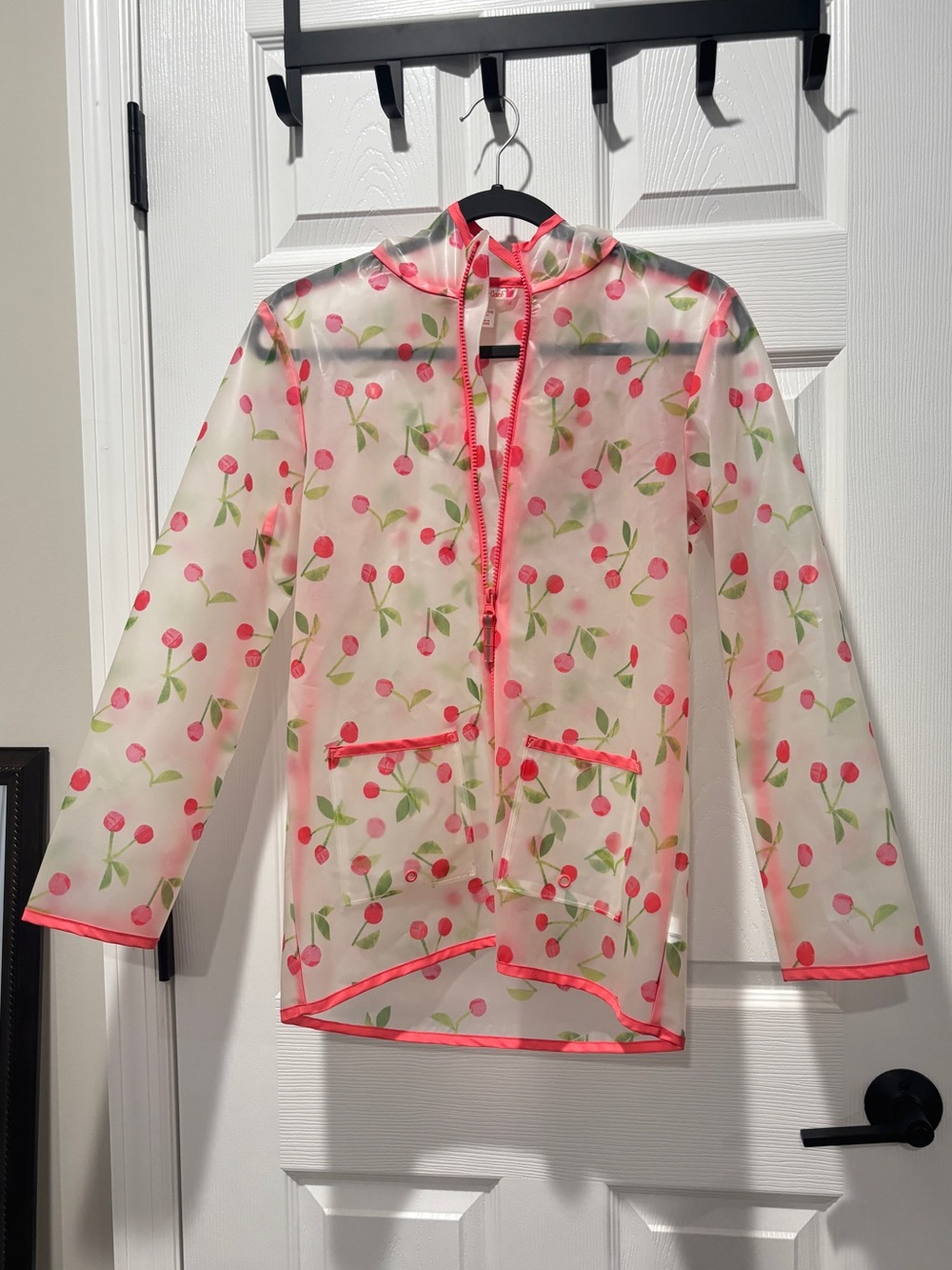 Cat & Jack Clear Raincoat with Pink Cherry Print